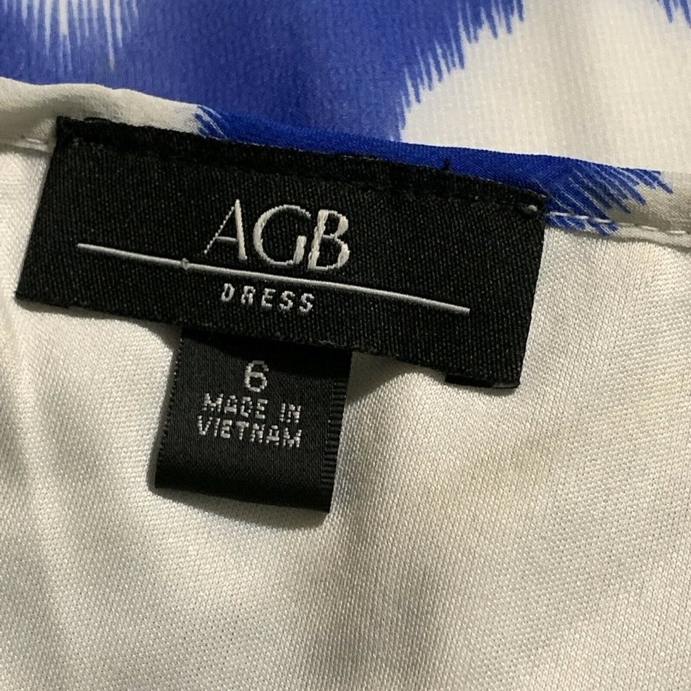 AGB Dress Size 6 Blue White Chevron Print - Picture 5 of 6